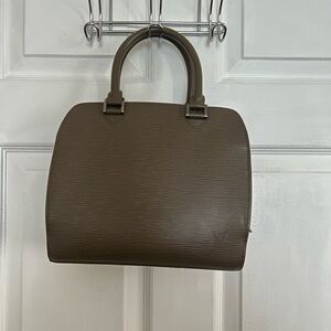 Authentic Louis Vuitton Epi Leather Brown Satchel Bag with Classic Design
